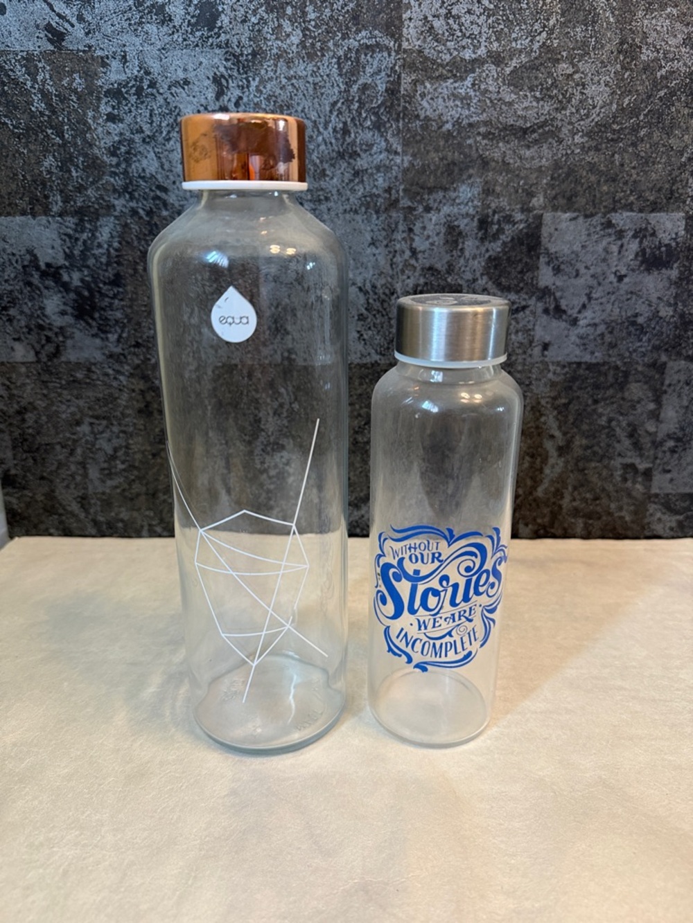 Equa Clear Glass Water Bottle with Copper Cap - Clear